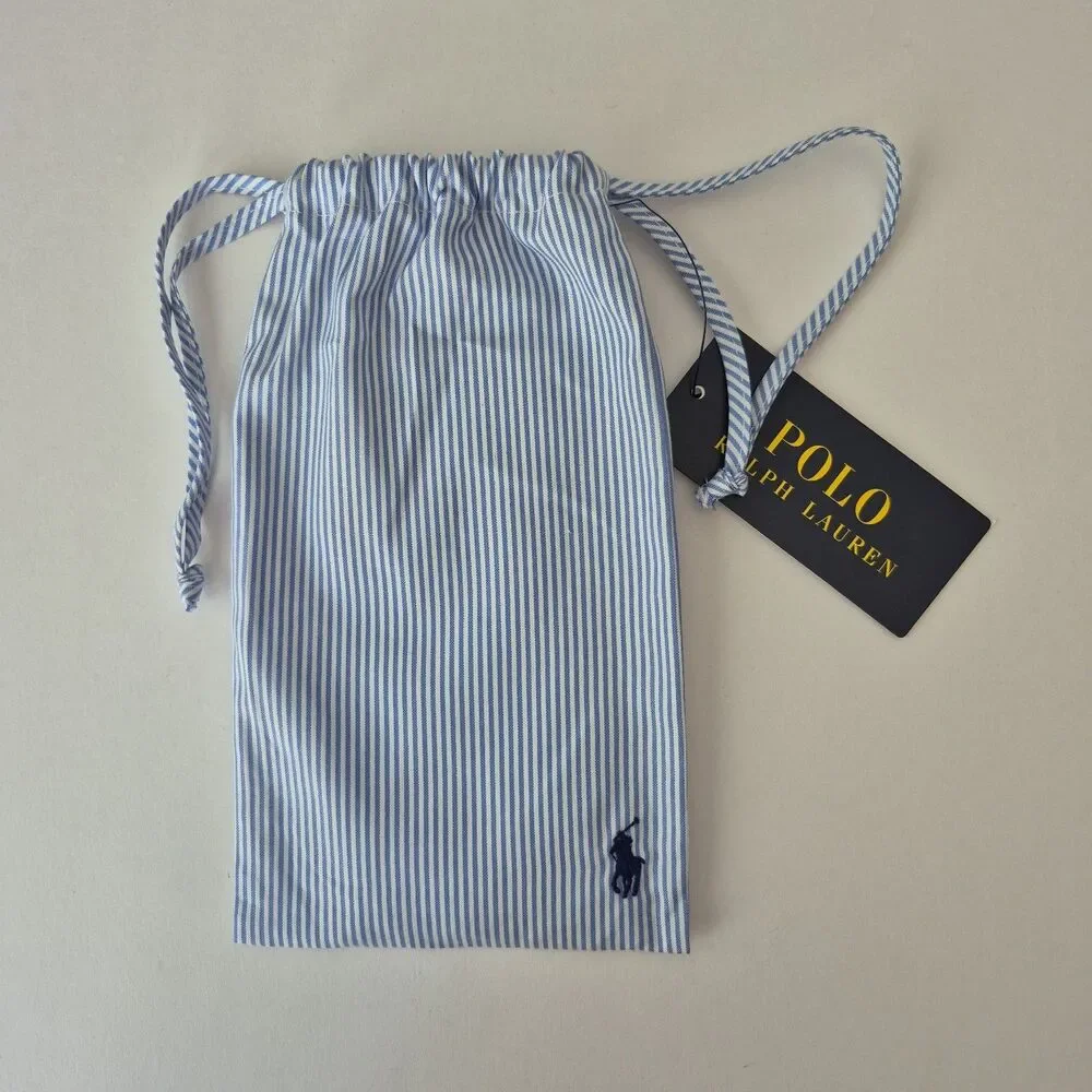 Polo Ralph Lauren Blue and White Striped Face Mask w/ Pouch One Size Sealed